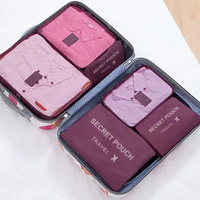 6-Piece Waterproof Travel Organizer Set - Versatile Packing Cubes for Clothes and Essentials