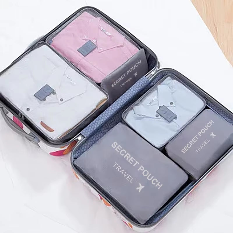 6-Piece Waterproof Travel Organizer Set - Versatile Packing Cubes for Clothes and Essentials