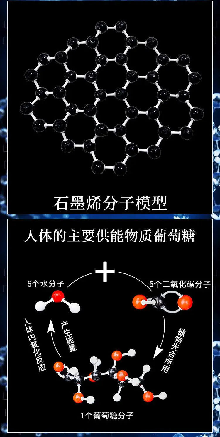 Modelo de bola de química de secundaria Modelo de estructura molecular orgánica Conjunto de elementos de cristal proporcionales Modo de química orgánica
