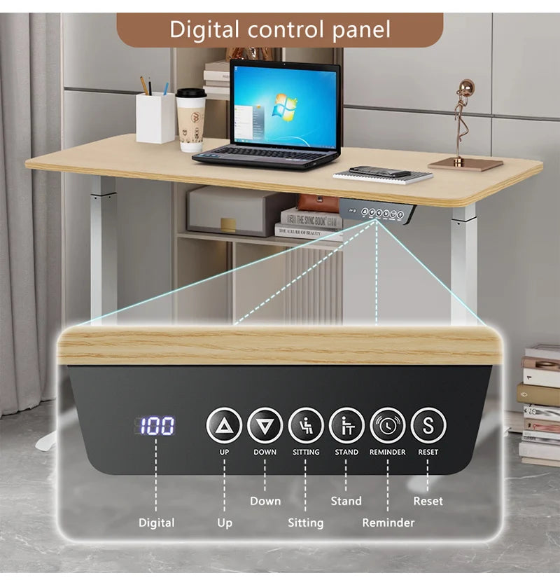Estación de trabajo eléctrica de pie con soporte para vasos y auriculares Escritorio ergonómico de metal con altura ajustable para uso profesional