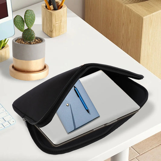 Funda para tableta negra de espuma de neopreno impermeable, portátil, con cremallera, para portátil, funda de viaje