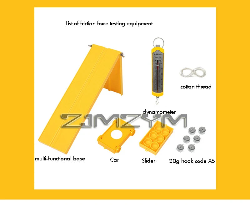 1 juego de mecánica física del movimiento, conjunto experimental, herramienta de enseñanza de demostración científica experimental para la escuela, fuerza de fricción
