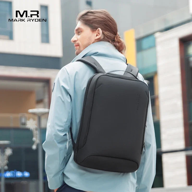 Mochila para portátil delgada Mark Ryden para hombre, estilo minimalista, con cremallera YKK, resistente a arañazos y USB.