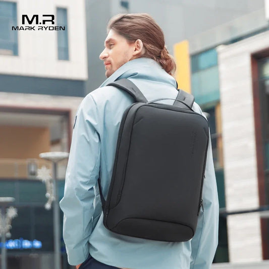 Mochila para portátil delgada Mark Ryden para hombre, estilo minimalista, con cremallera YKK, resistente a arañazos y USB.