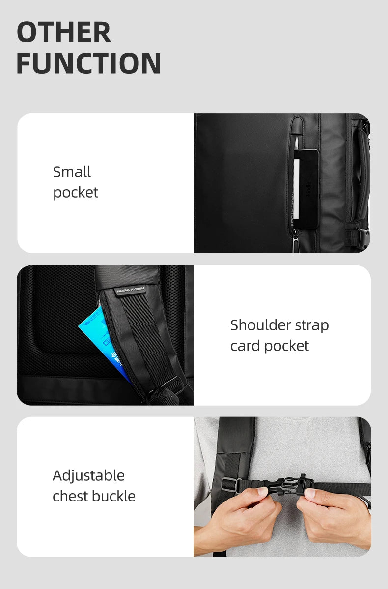 Mochila para portátil de 17 pulgadas para hombre, de negocios, de 40 l, homologada para viajar.