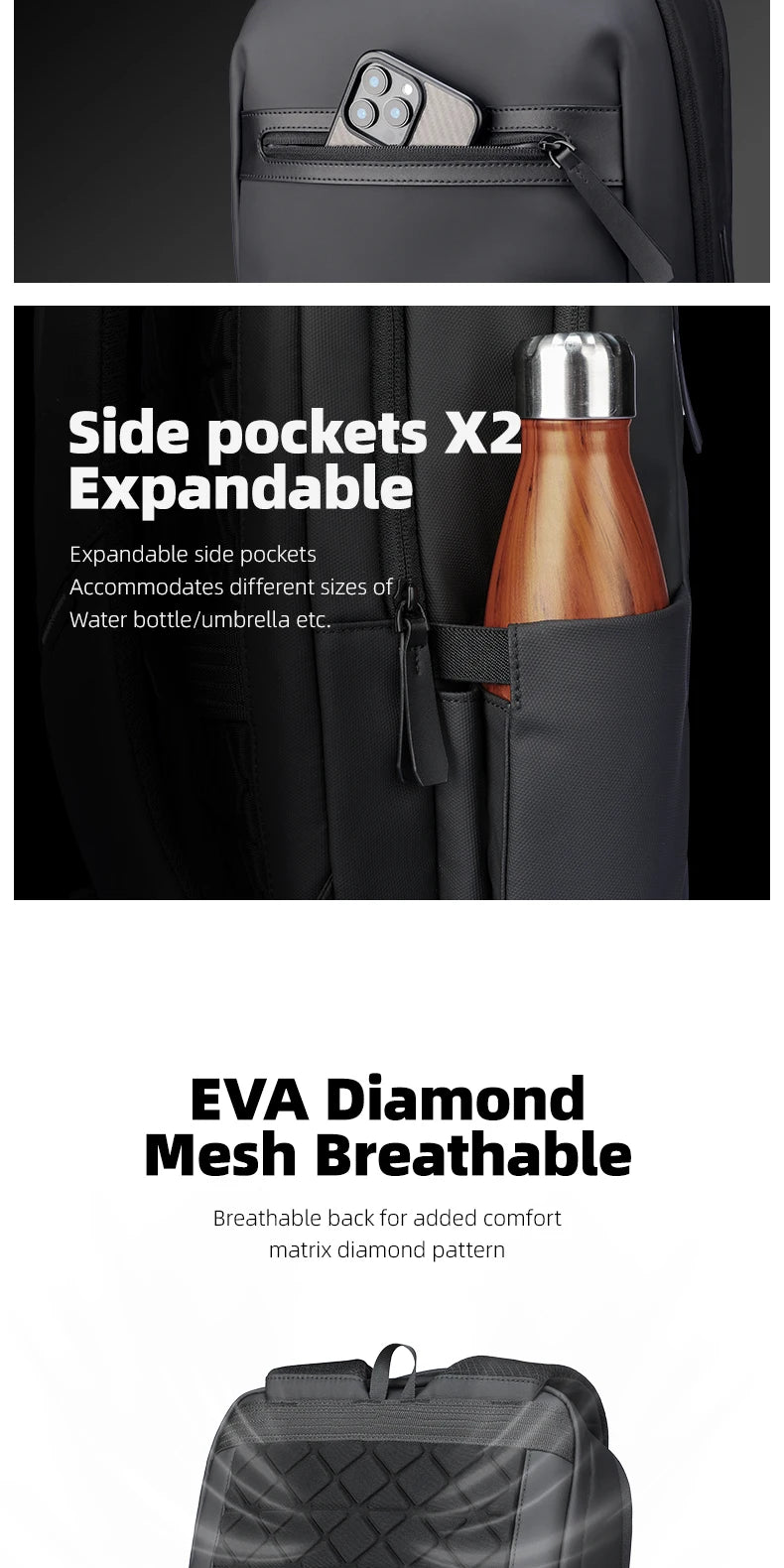 MARK RYDEN Mochila impermeable para ordenador portátil para hombre