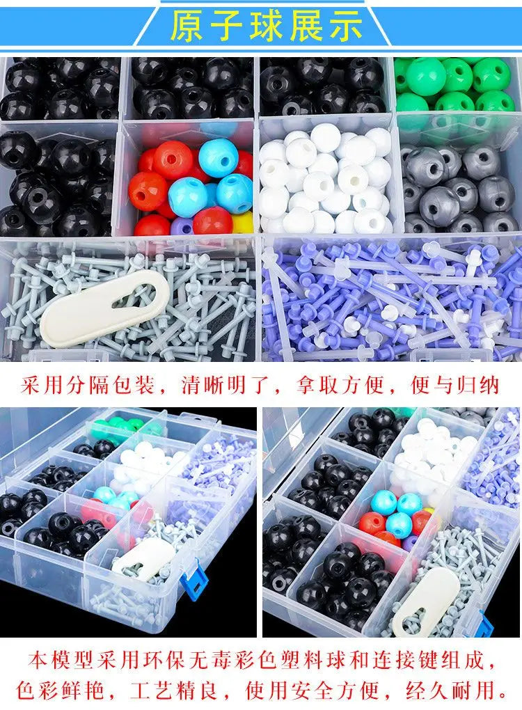 Modelo de bola de química de secundaria Modelo de estructura molecular orgánica Conjunto de elementos de cristal proporcionales Modo de química orgánica