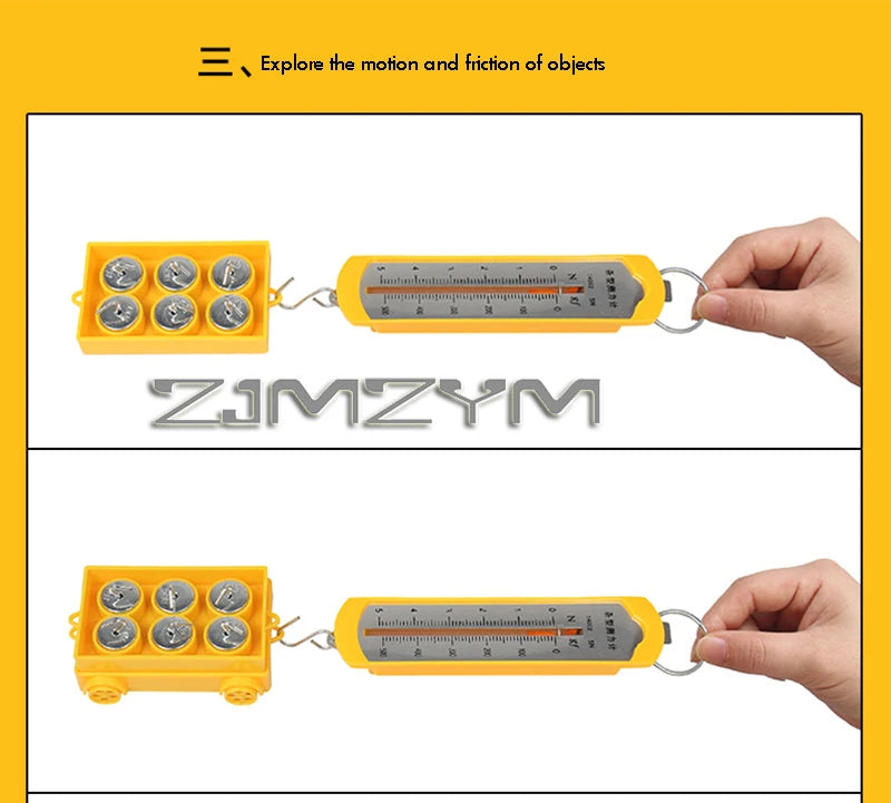 1 juego de mecánica física del movimiento, conjunto experimental, herramienta de enseñanza de demostración científica experimental para la escuela, fuerza de fricción