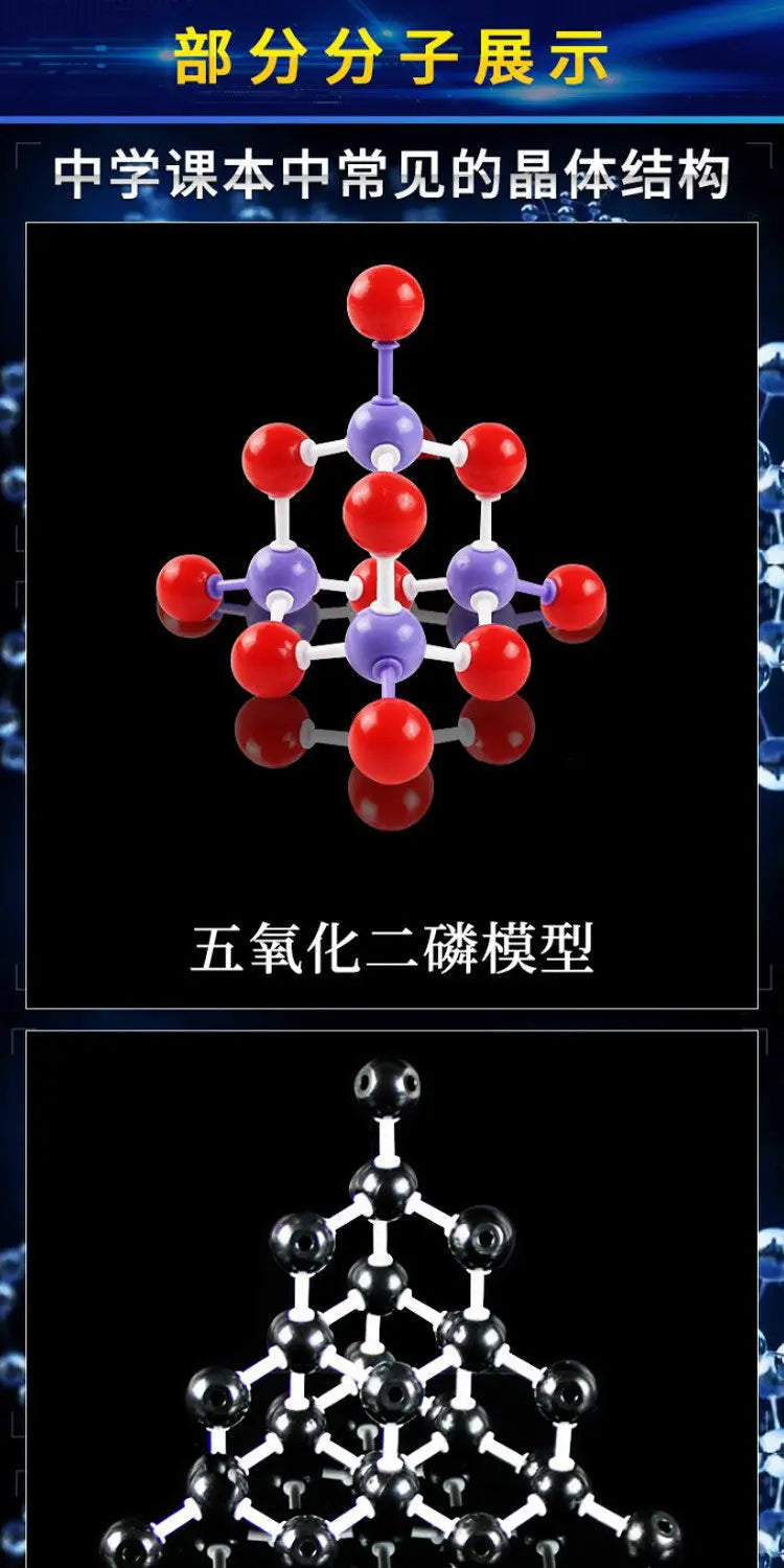 Modelo de bola de química de secundaria Modelo de estructura molecular orgánica Conjunto de elementos de cristal proporcionales Modo de química orgánica