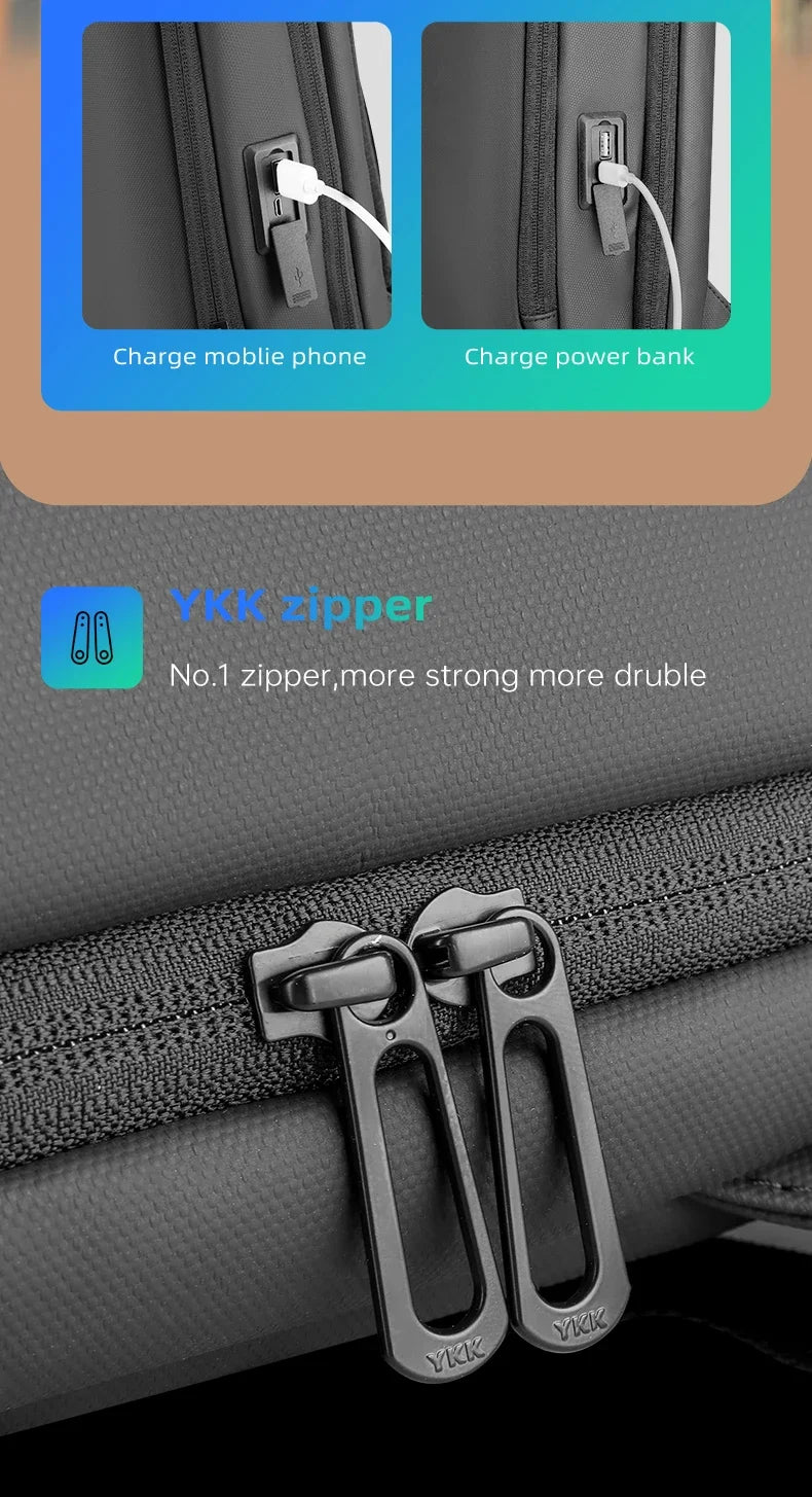 Mochila para portátil delgada Mark Ryden para hombre, estilo minimalista, con cremallera YKK, resistente a arañazos y USB.