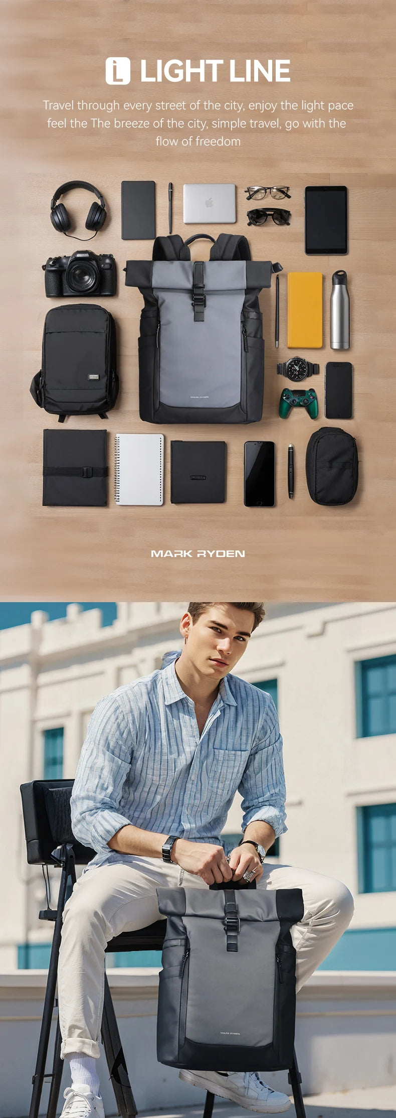 Mochila para portátil Mark Ryden, mochila escolar, mochila para libros, mochila para estudiantes, mochila de negocios, mochila informal.