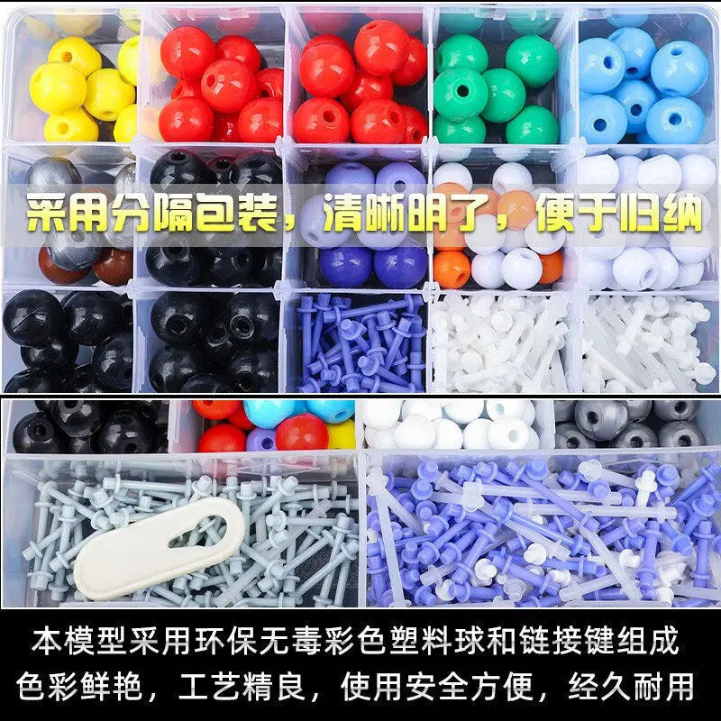 Modelo de bola de química de secundaria Modelo de estructura molecular orgánica Conjunto de elementos de cristal proporcionales Modo de química orgánica
