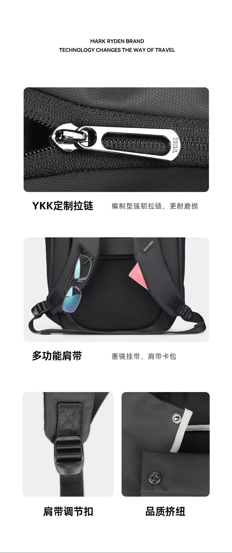 Mochila Mark Ryden para hombre, impermeable, para portátil de 17,3 pulgadas, multifunción, para viajes de negocios, de gran capacidad.