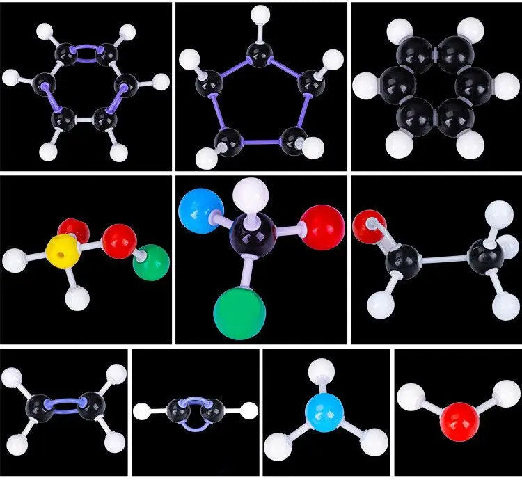 Modelo de bola de química de secundaria Modelo de estructura molecular orgánica Conjunto de elementos de cristal proporcionales Modo de química orgánica