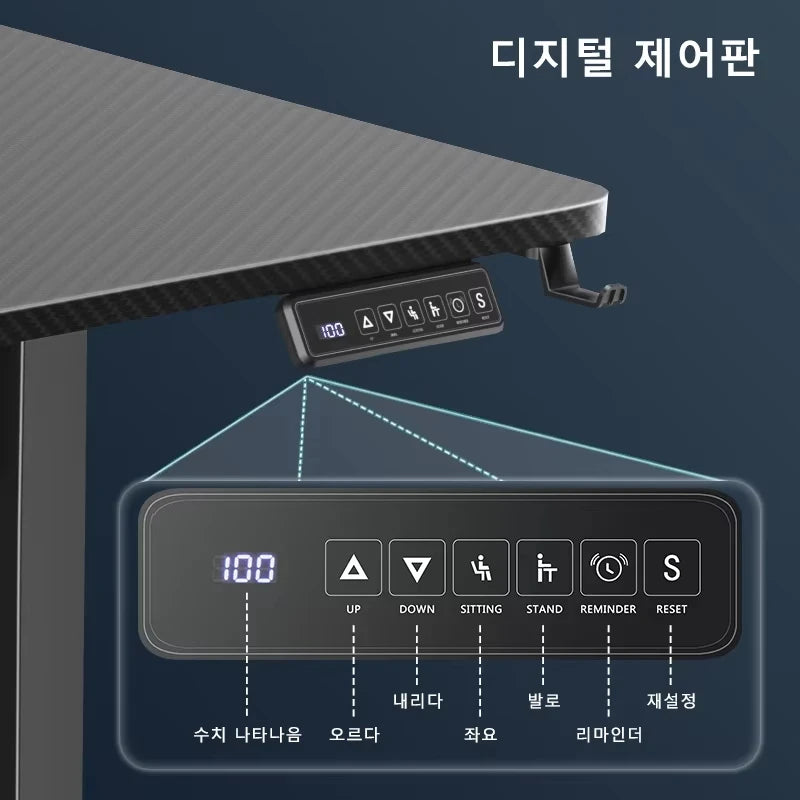 Estación de trabajo eléctrica de pie con soporte para vasos y auriculares Escritorio ergonómico de metal con altura ajustable para uso profesional