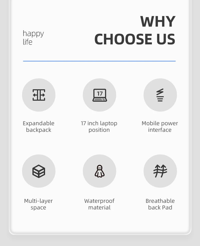 Mochila para portátil de 17 pulgadas para hombre, de negocios, de 40 l, homologada para viajar.