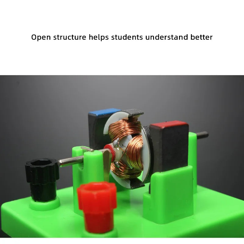 Modelo de motor eléctrico de CC DIY: ayudas para experimentos de física, modelo de motor de estructura abierta de 4,5 V, educación en ciencias de la física