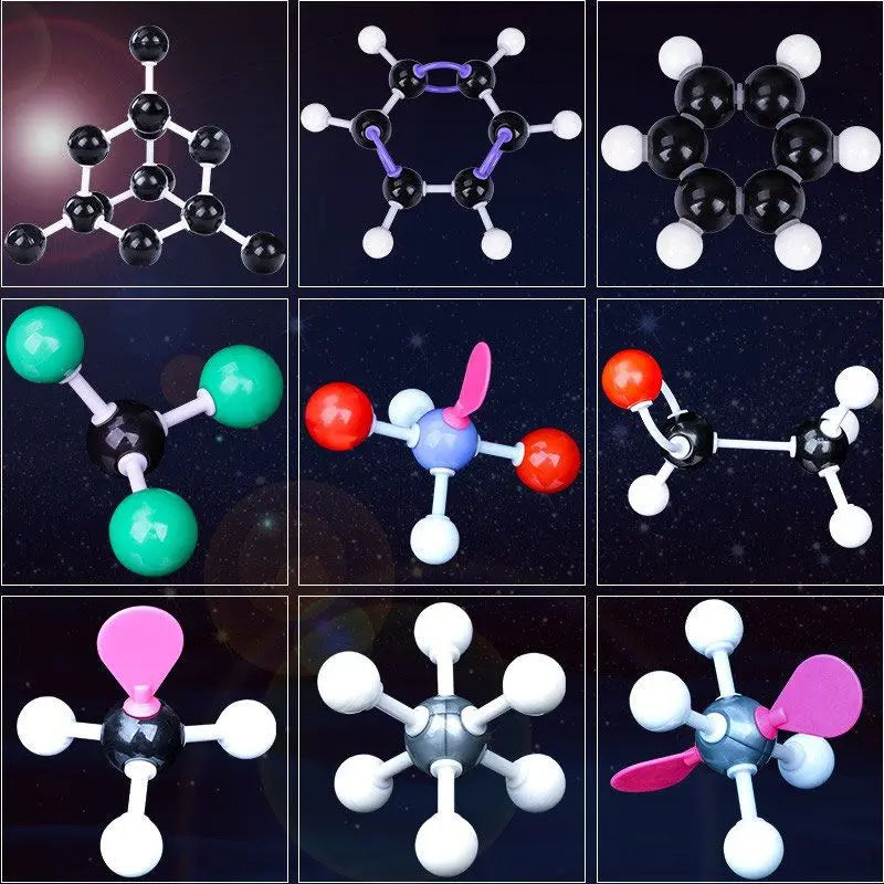 Modelo de bola de química de secundaria Modelo de estructura molecular orgánica Conjunto de elementos de cristal proporcionales Modo de química orgánica